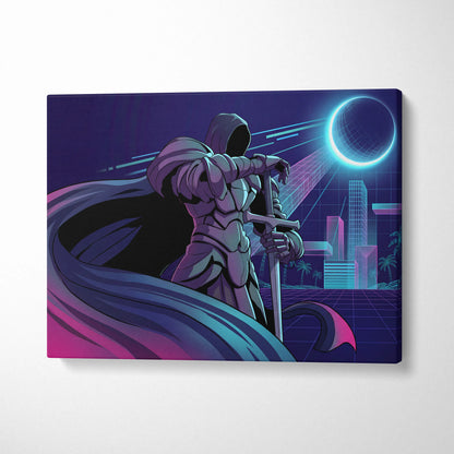 Vaporwave Neon Odyssey Canvas - Vaporwave Canvas Neon Blue Pink Living Room Futurism Moody Cyberpunk Canvas