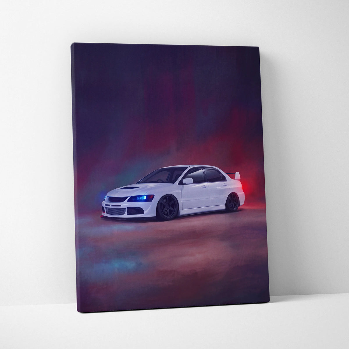 Mitsubishi Lancer Evolution Inspired Car Wall Art - Rally Racing Vehicle Canvas Painting