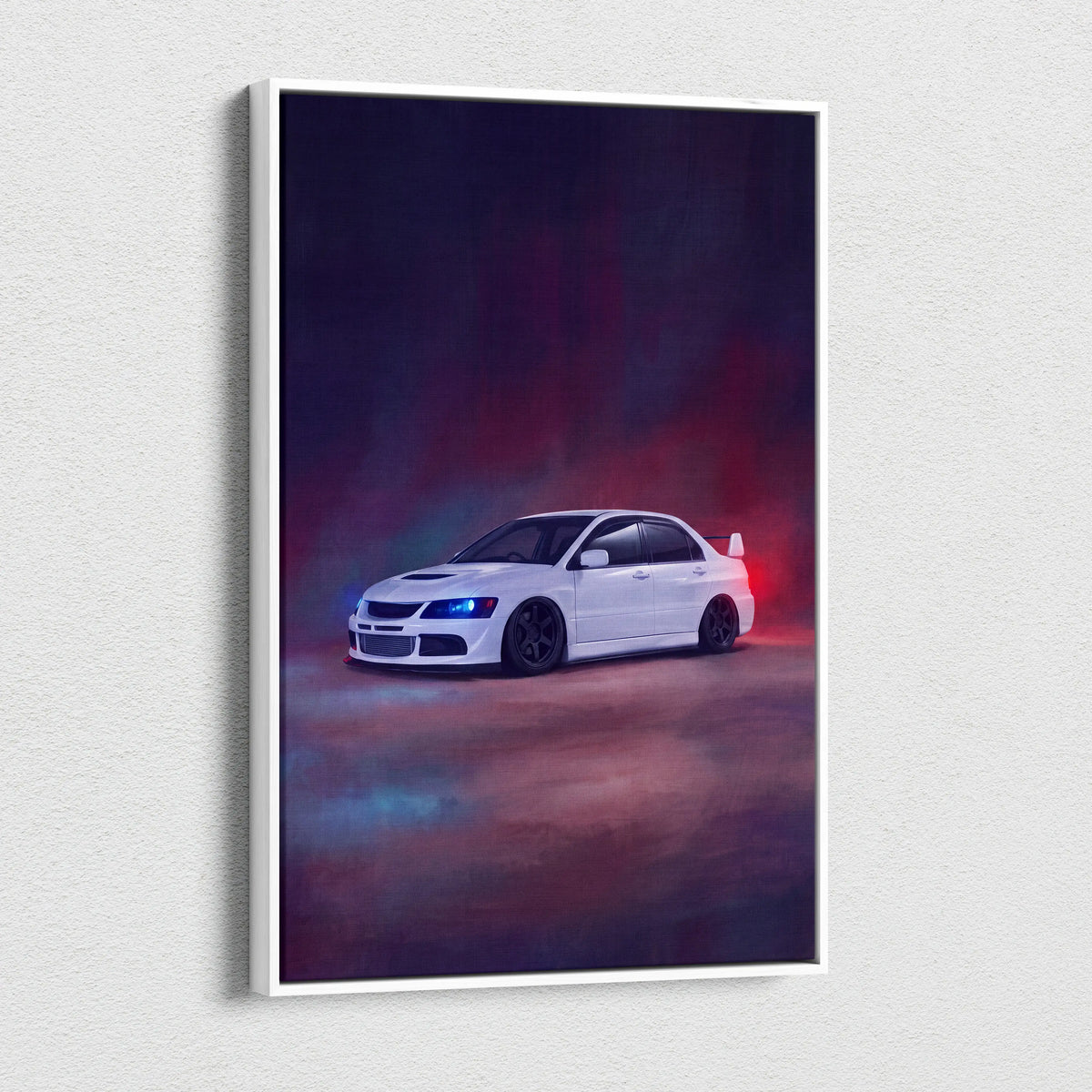 Mitsubishi Lancer Evolution Inspired Car Wall Art - Rally Racing Vehicle Canvas Painting