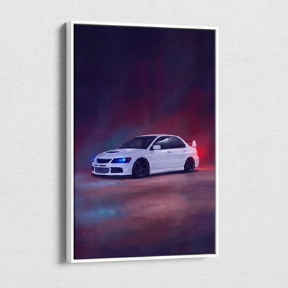 Mitsubishi Lancer Evolution Inspired Car Wall Art - Rally Racing Vehicle Canvas Painting