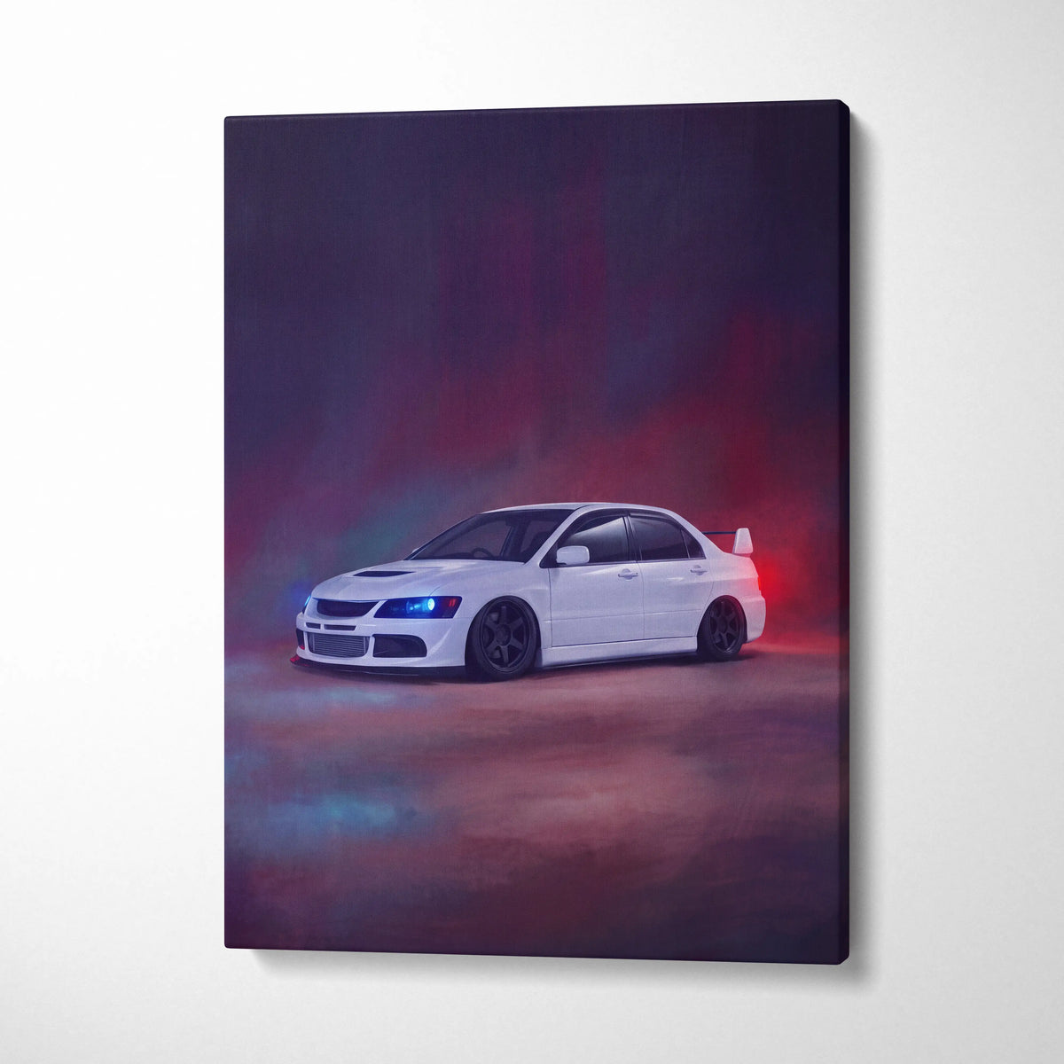Mitsubishi Lancer Evolution Inspired Car Wall Art - Rally Racing Vehicle Canvas Painting