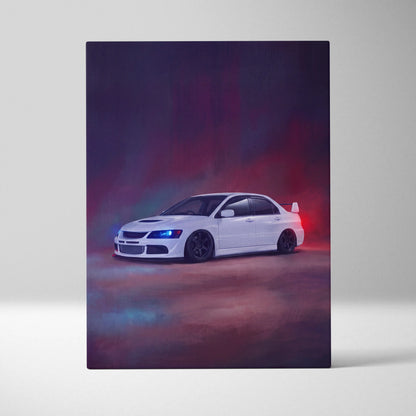 Mitsubishi Lancer Evolution Inspired Car Wall Art - Rally Racing Vehicle Canvas Painting