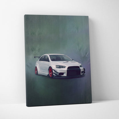 Mitsubishi Lancer Evolution X Inspired Car Wall Art, Rally Drift Racing Canvas Print for Garage