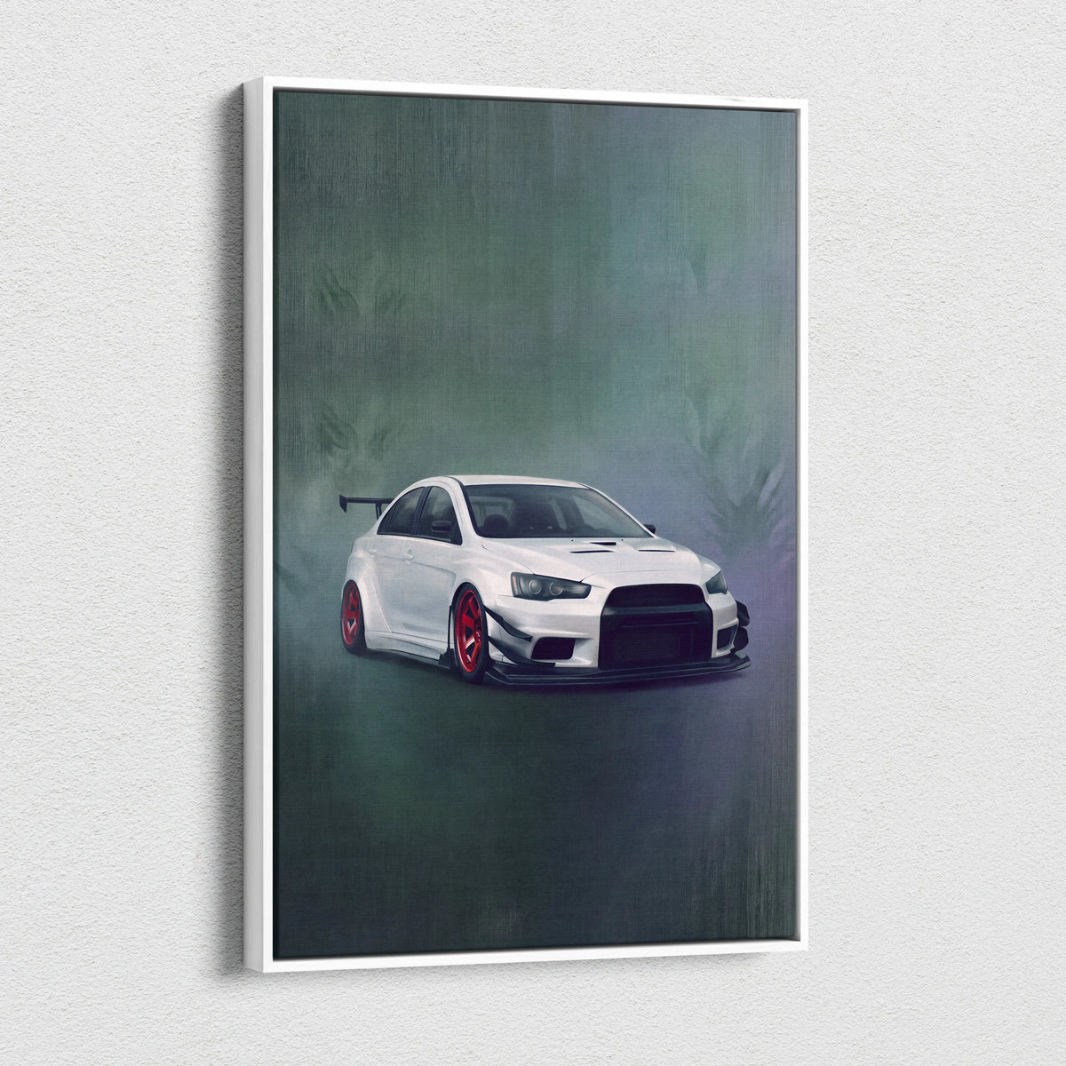Mitsubishi Lancer Evolution X Inspired Car Wall Art, Rally Drift Racing Canvas Print for Garage