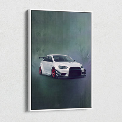 Mitsubishi Lancer Evolution X Inspired Car Wall Art, Rally Drift Racing Canvas Print for Garage