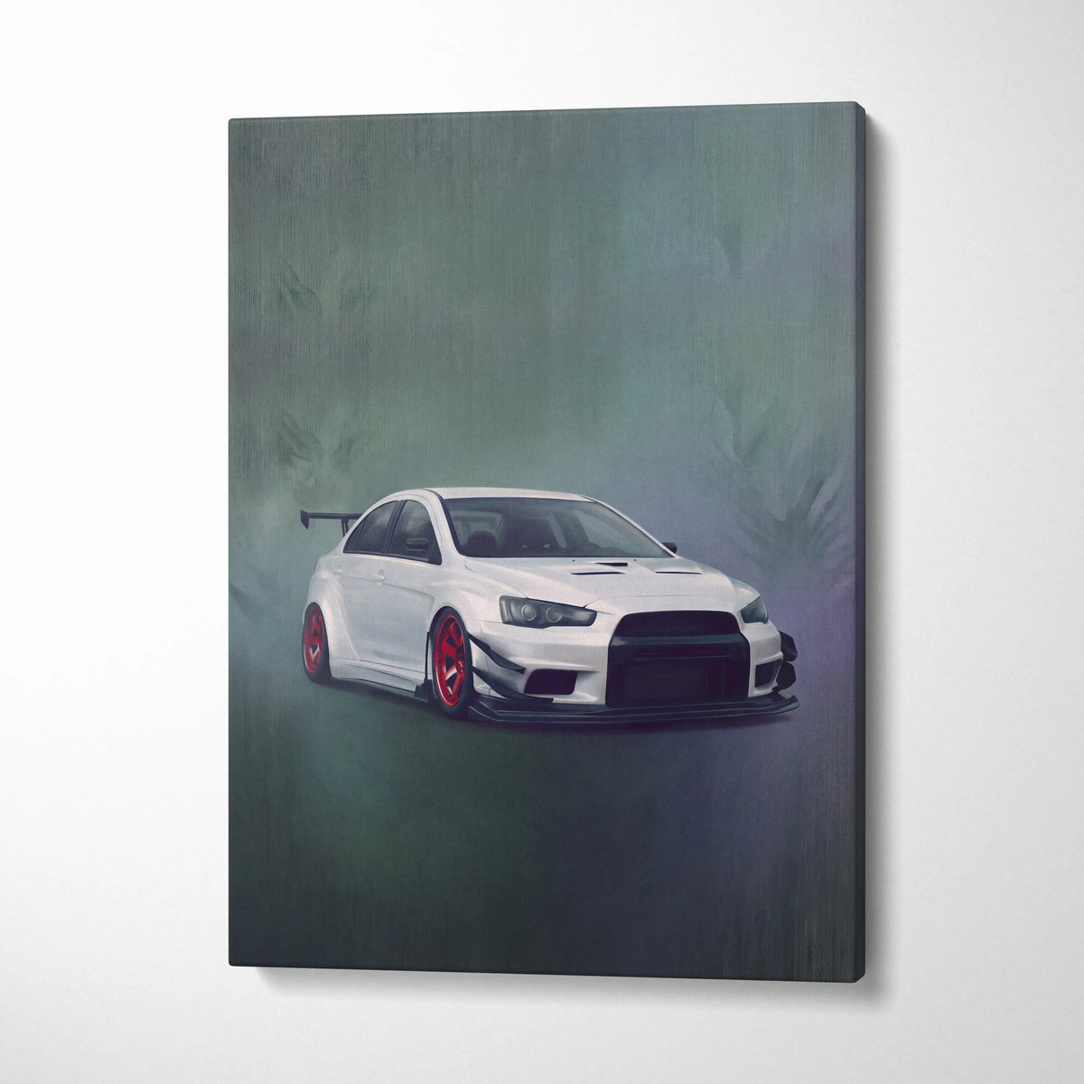 Mitsubishi Lancer Evolution X Inspired Car Wall Art, Rally Drift Racing Canvas Print for Garage