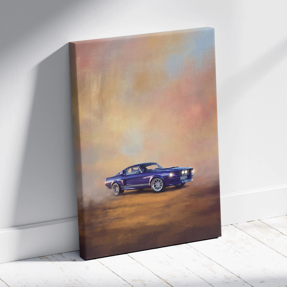 Ford Mustang Inspired Car Wall Art, Classic Coupe Canvas Painting
