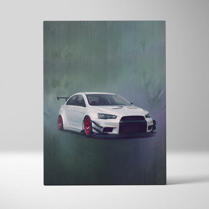 Mitsubishi Lancer Evolution X Inspired Car Wall Art, Rally Drift Racing Canvas Print for Garage