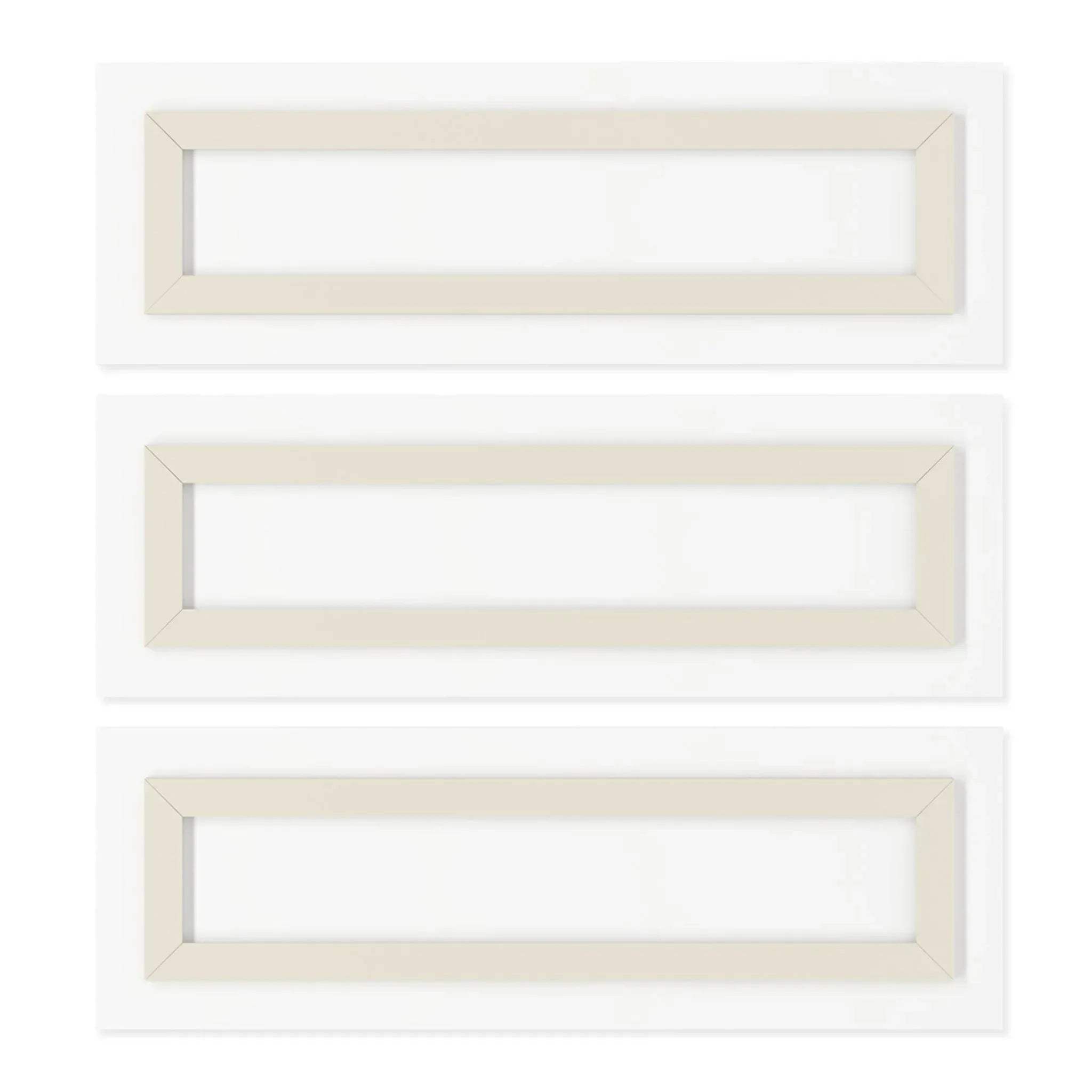 Three-piece acrylic canvas wall art set with white frames, modern minimalist design.