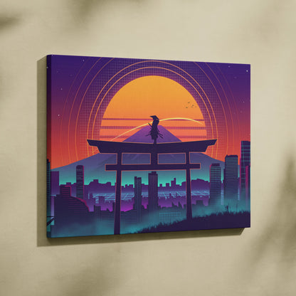 Neon Sunset Vaporwave Canvas - Vaporwave Sunset Canvas Purple Orange Living Room Dreamy Neon Deco Vaporwave Theme Canvas