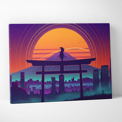 Neon Sunset Vaporwave Canvas - Vaporwave Sunset Canvas Purple Orange Living Room Dreamy Neon Deco Vaporwave Theme Canvas