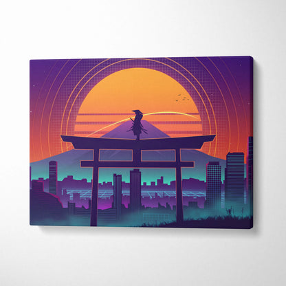 Neon Sunset Vaporwave Canvas - Vaporwave Sunset Canvas Purple Orange Living Room Dreamy Neon Deco Vaporwave Theme Canvas