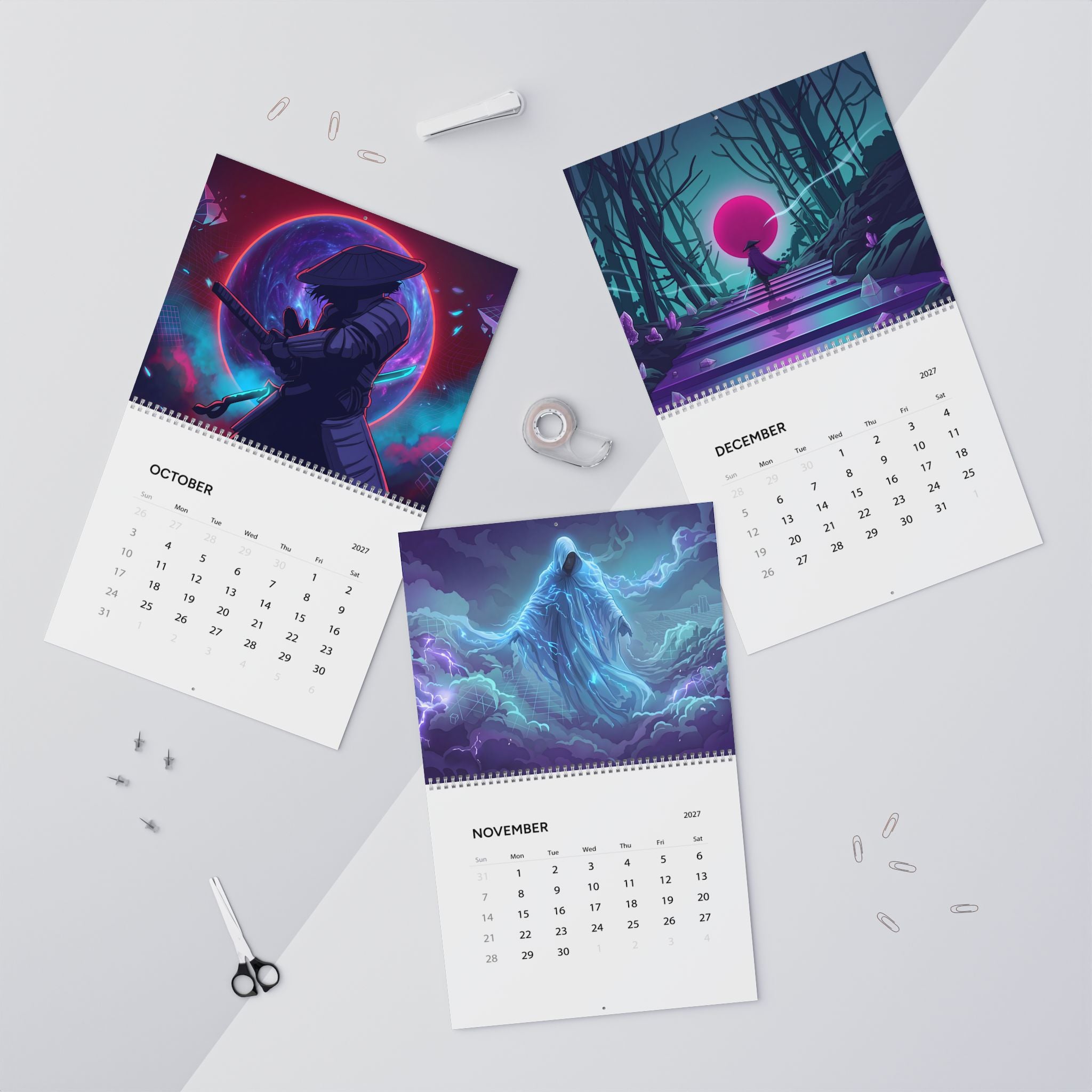 2027 Fantasy Vaporwave Calendar – Surreal Neon Art & Dreamscape Artwork Collection
