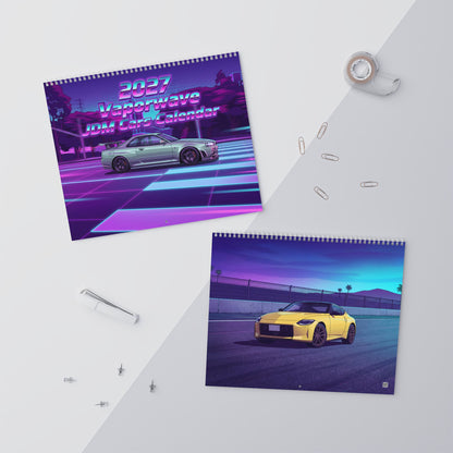2027 JDM Vaporwave Wall Calendar – Japanese Tuner Cars, Street Performance & Retro Neon Artwork Collection