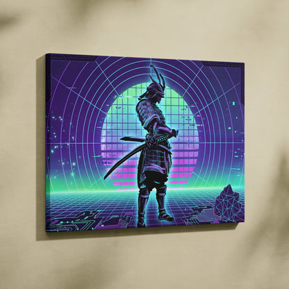 Neon Vaporwave Nightscape Canvas - Snowboarder Pink Turquoise Living Room Vaporwave Dreamy Retro-Futurist Wall Art Canvas