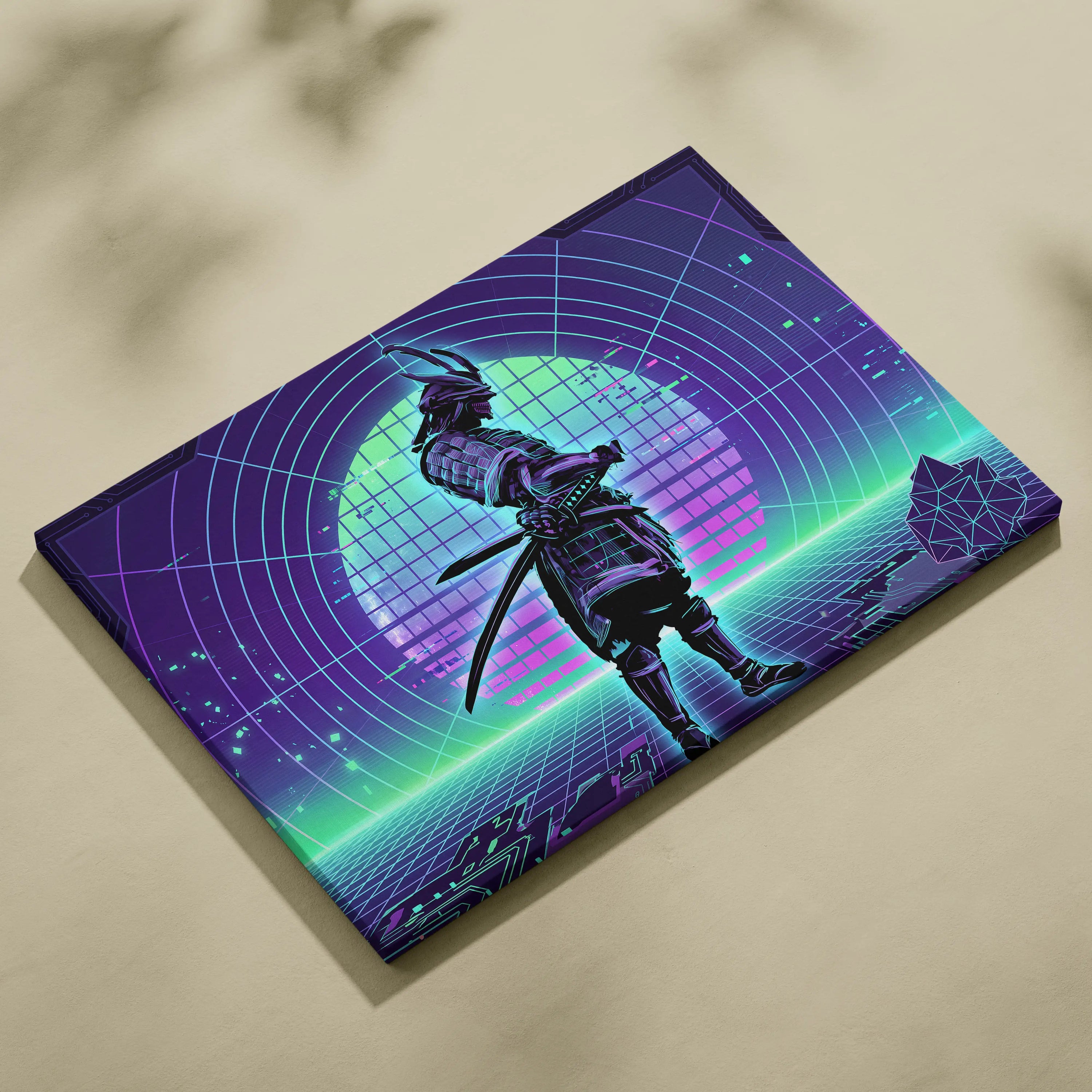Neon Vaporwave Nightscape Canvas - Snowboarder Pink Turquoise Living Room Vaporwave Dreamy Retro-Futurist Wall Art Canvas