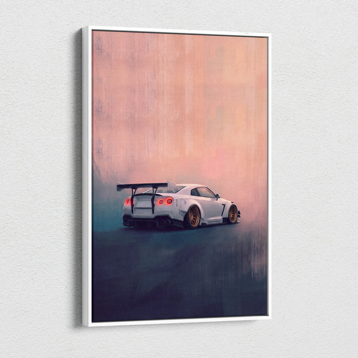 Nissan GT-R R35 Inspired Car Wall Art - White Widebody Supercar Canvas Painting