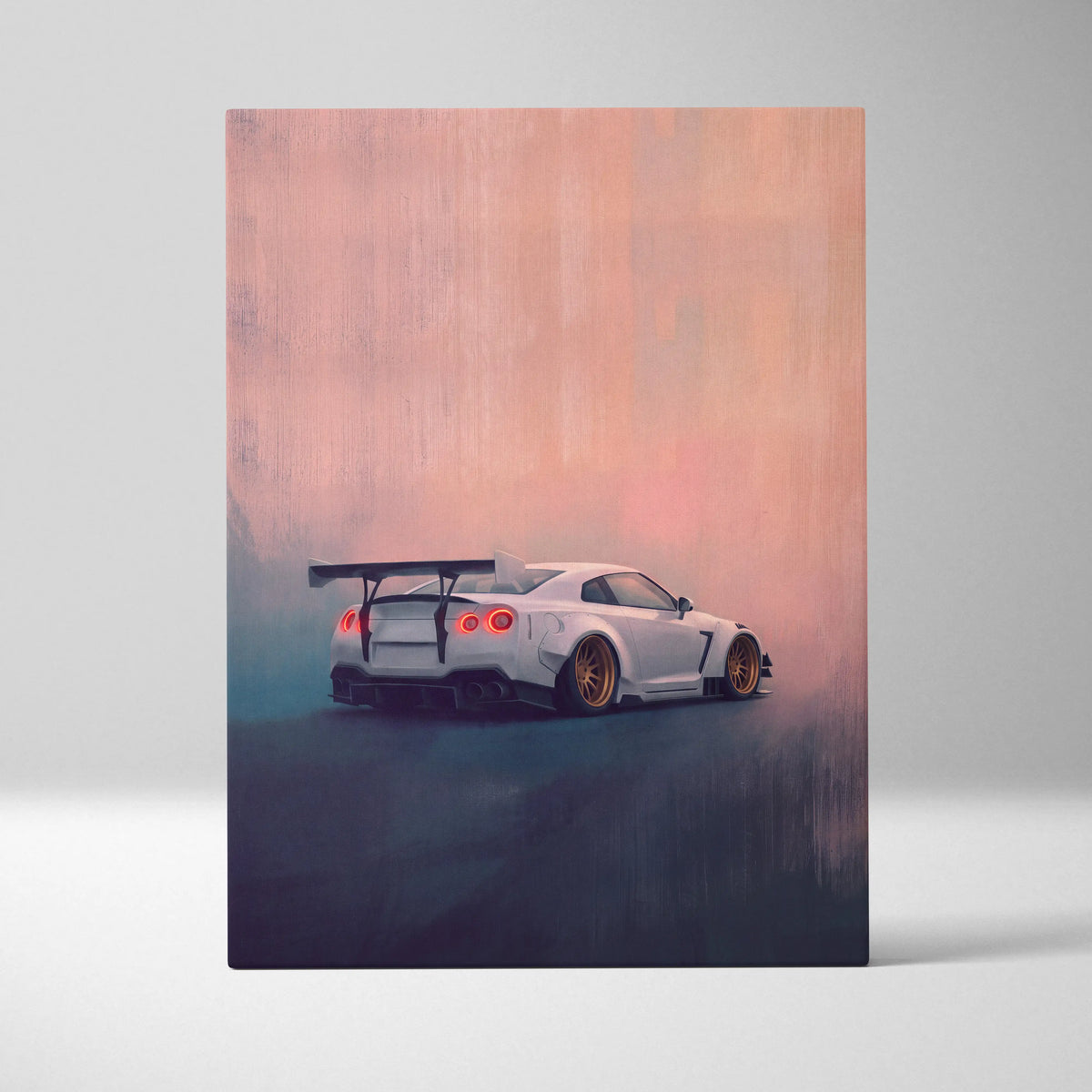 Nissan GT-R R35 Inspired Car Wall Art - White Widebody Supercar Canvas Painting