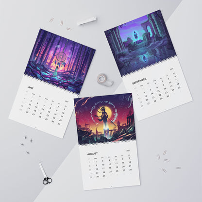 2027 Vaporwave Fantasy Wall Calendar – Colorful Neon Artwork & Dreamlike Fantasy Designs