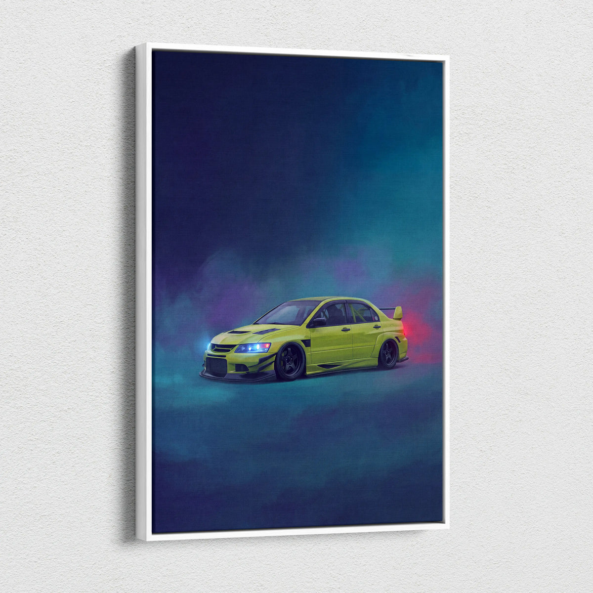 Mitsubishi Lancer Evolution IX Inspired Car Wall Art - Green JDM Sedan Canvas Print