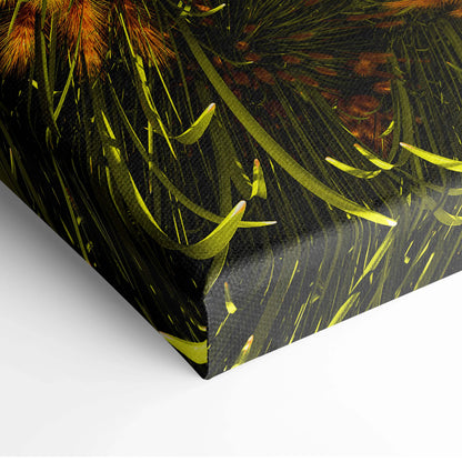Surreal sci-fi astronaut in luminous lime green pine flora canvas print