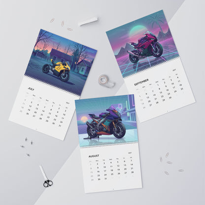 2027 Superbike Vaporwave Art Calendar – High Performance Motorcycles & Neon Street Artwork Collection