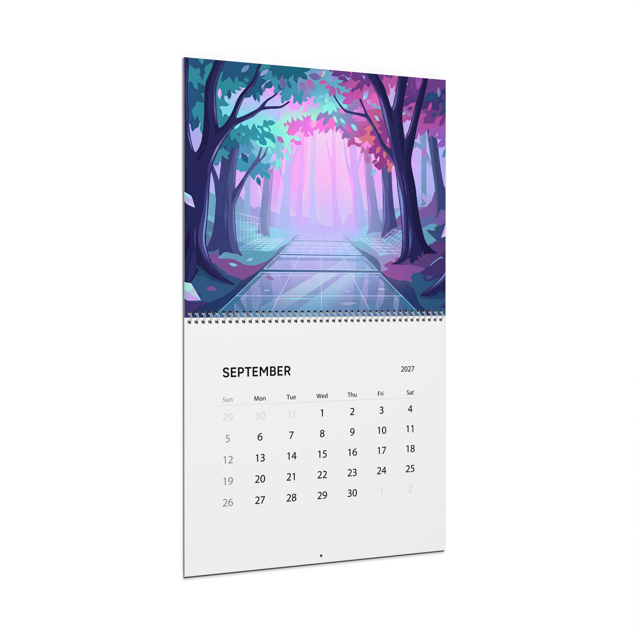 2027 Vaporwave Artwork Wall Calendar – Colorful Retro Futuristic Artwork