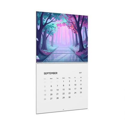 2027 Vaporwave Artwork Wall Calendar – Colorful Retro Futuristic Artwork
