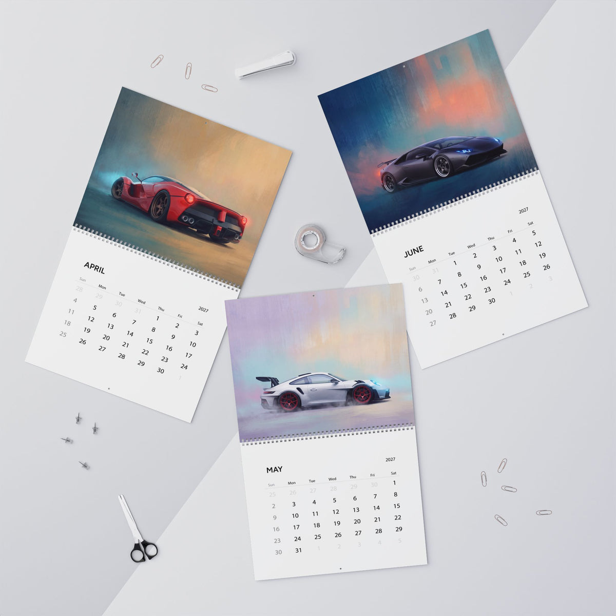 2027 Super Cars Artwork Calendar | Exotic Sports Car Wall Calendar
