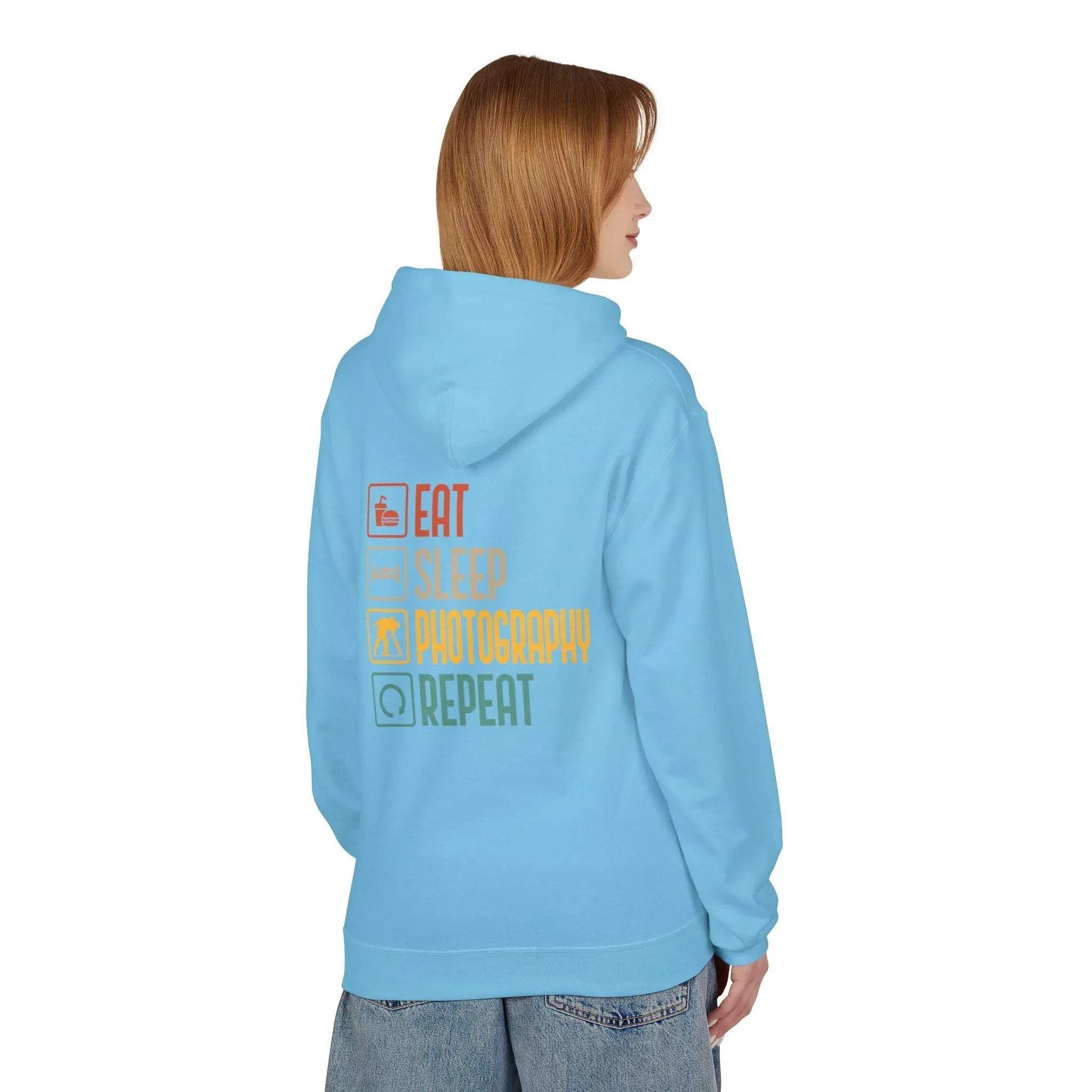 Cozy Photography Lover's Fleece Hoodie: "Eat, Sleep, Capture, Repeat"