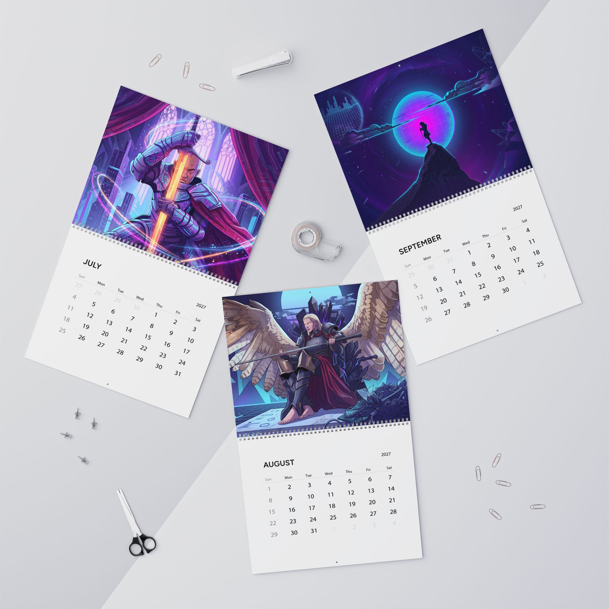 2027 Fantasy Vaporwave Calendar – Surreal Neon Art & Dreamscape Artwork Collection