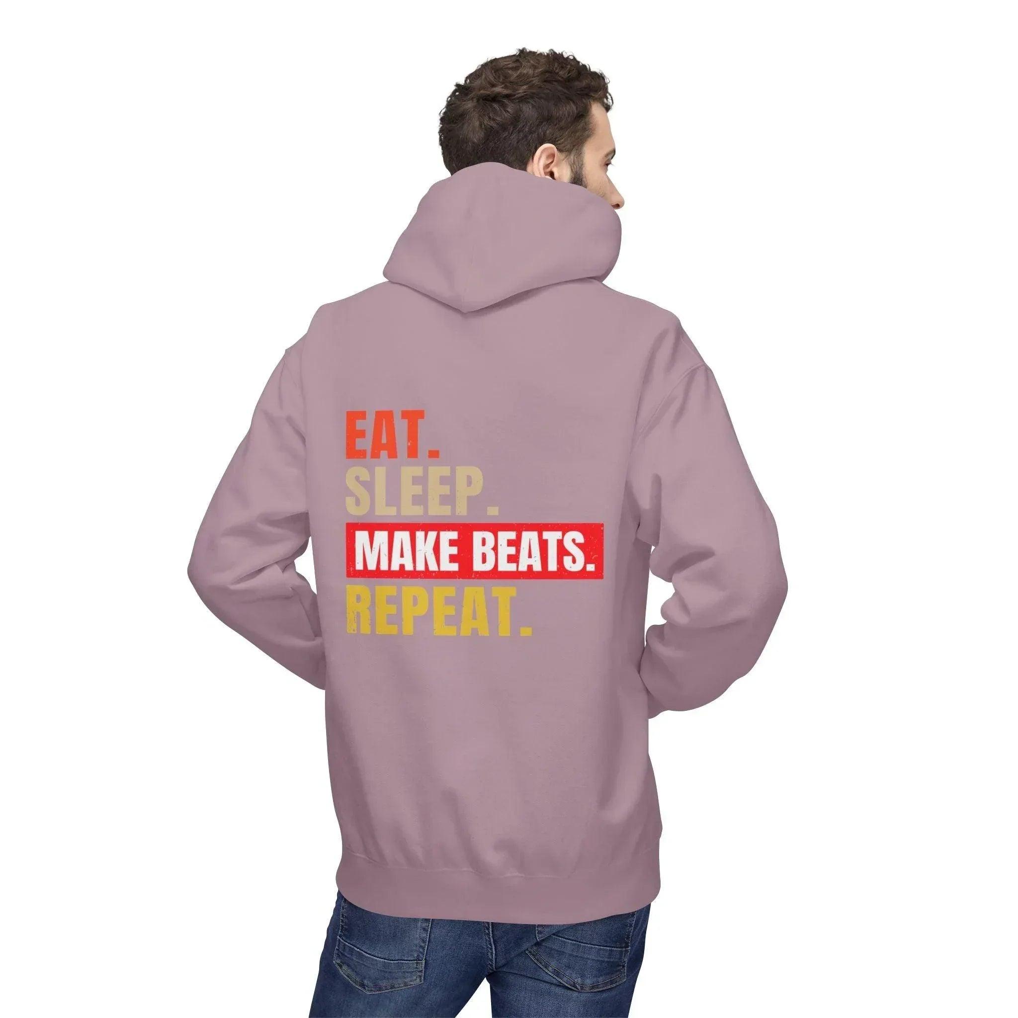 Cozy Music Producer Hoodie: 'Eat. Sleep. Make Beats. Repeat' Fleece Design