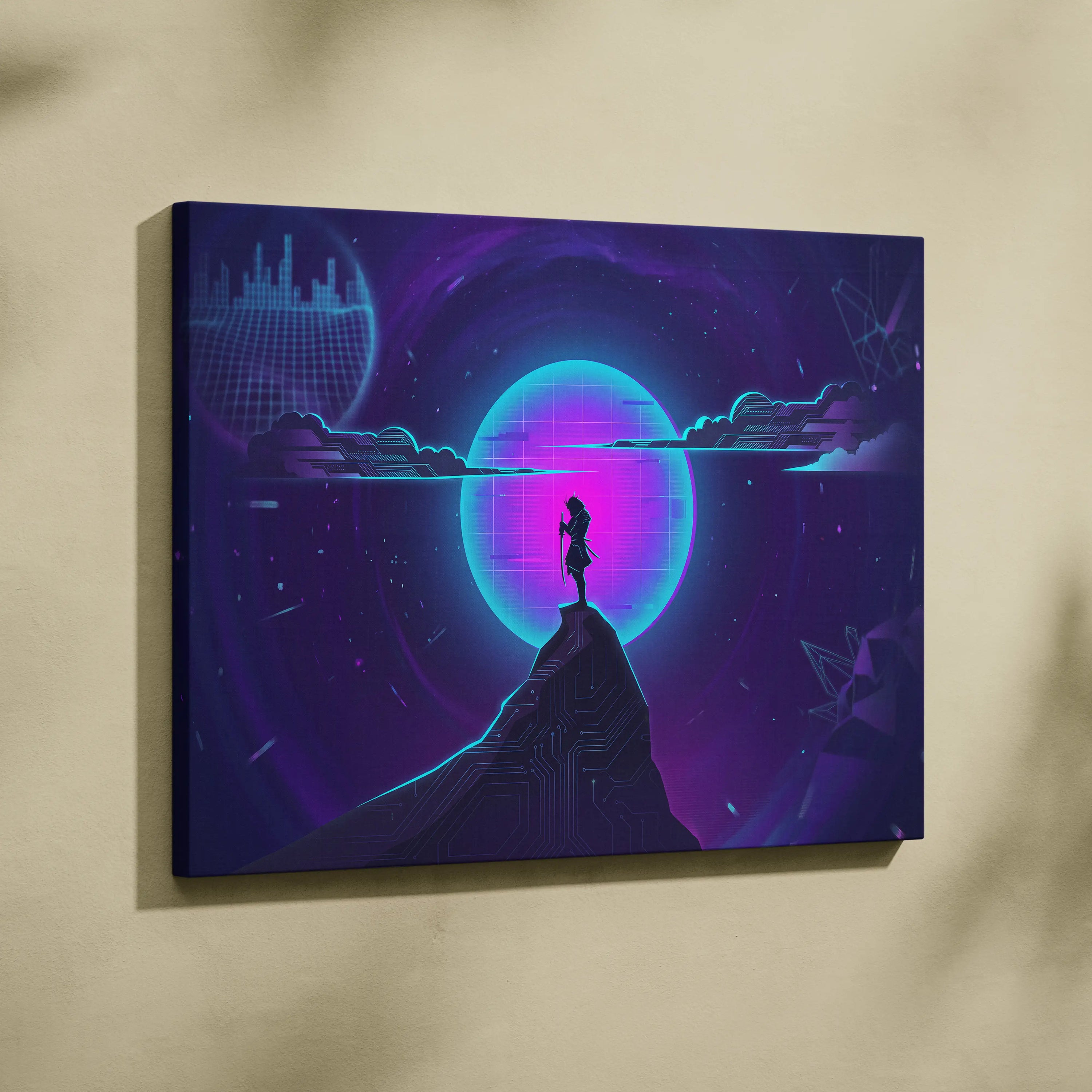 Vaporwave Neon Dream Canvas - Vaporwave Neon Pink Living Room Retro Futurism → Dreamy Mood Neon Glow Wall Art Canvas
