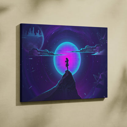 Vaporwave Neon Dream Canvas - Vaporwave Neon Pink Living Room Retro Futurism → Dreamy Mood Neon Glow Wall Art Canvas