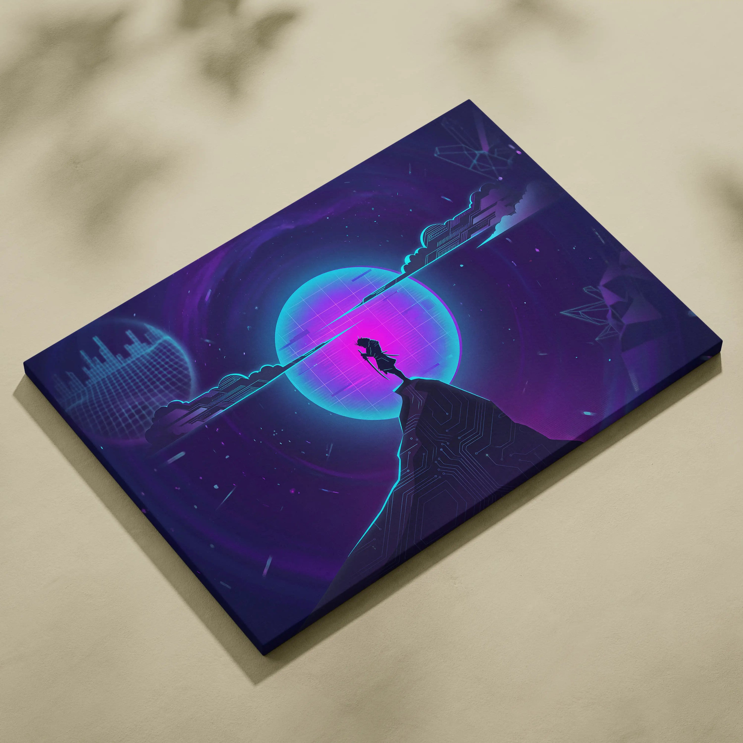 Vaporwave Neon Dream Canvas - Vaporwave Neon Pink Living Room Retro Futurism → Dreamy Mood Neon Glow Wall Art Canvas