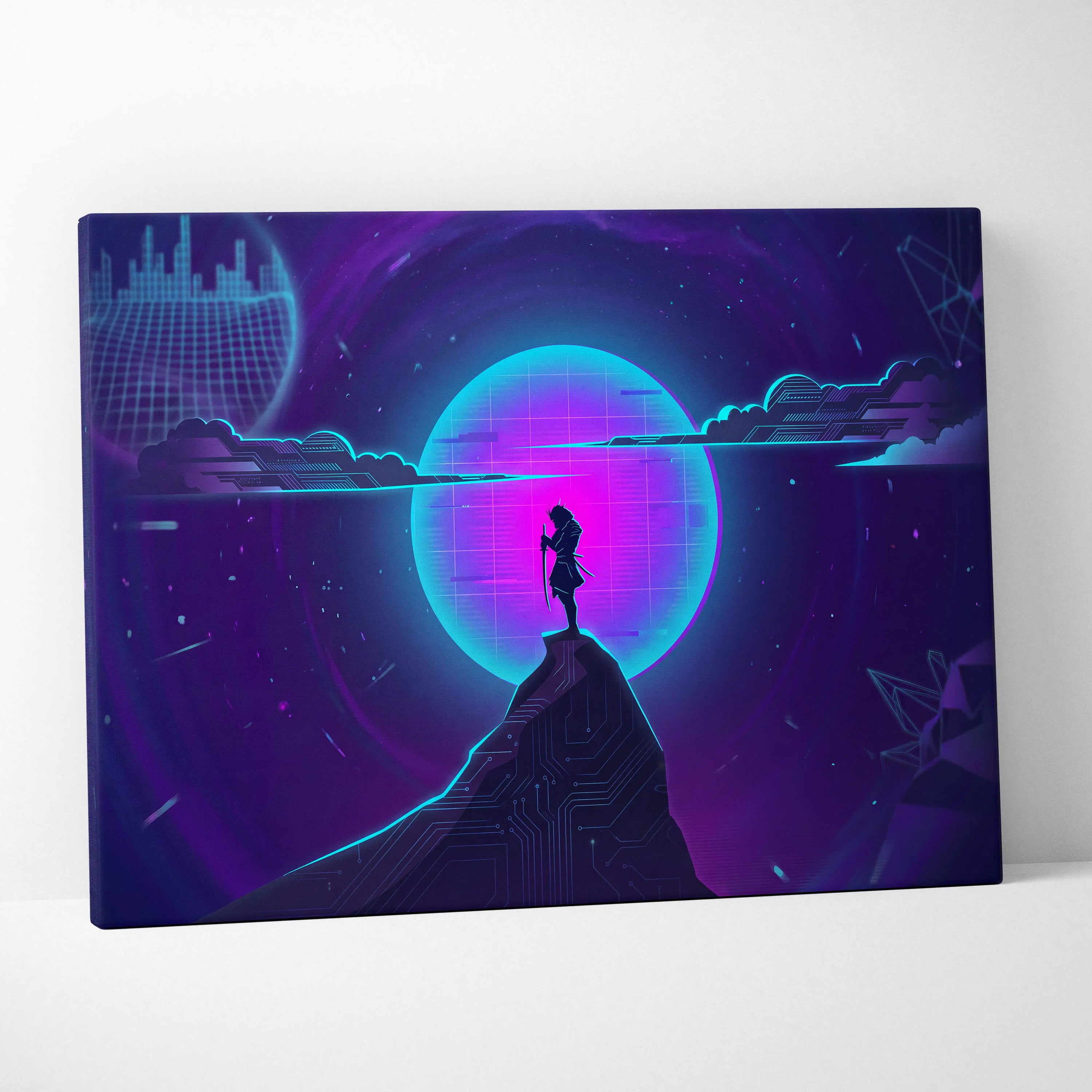 Vaporwave Neon Dream Canvas - Vaporwave Neon Pink Living Room Retro Futurism → Dreamy Mood Neon Glow Wall Art Canvas