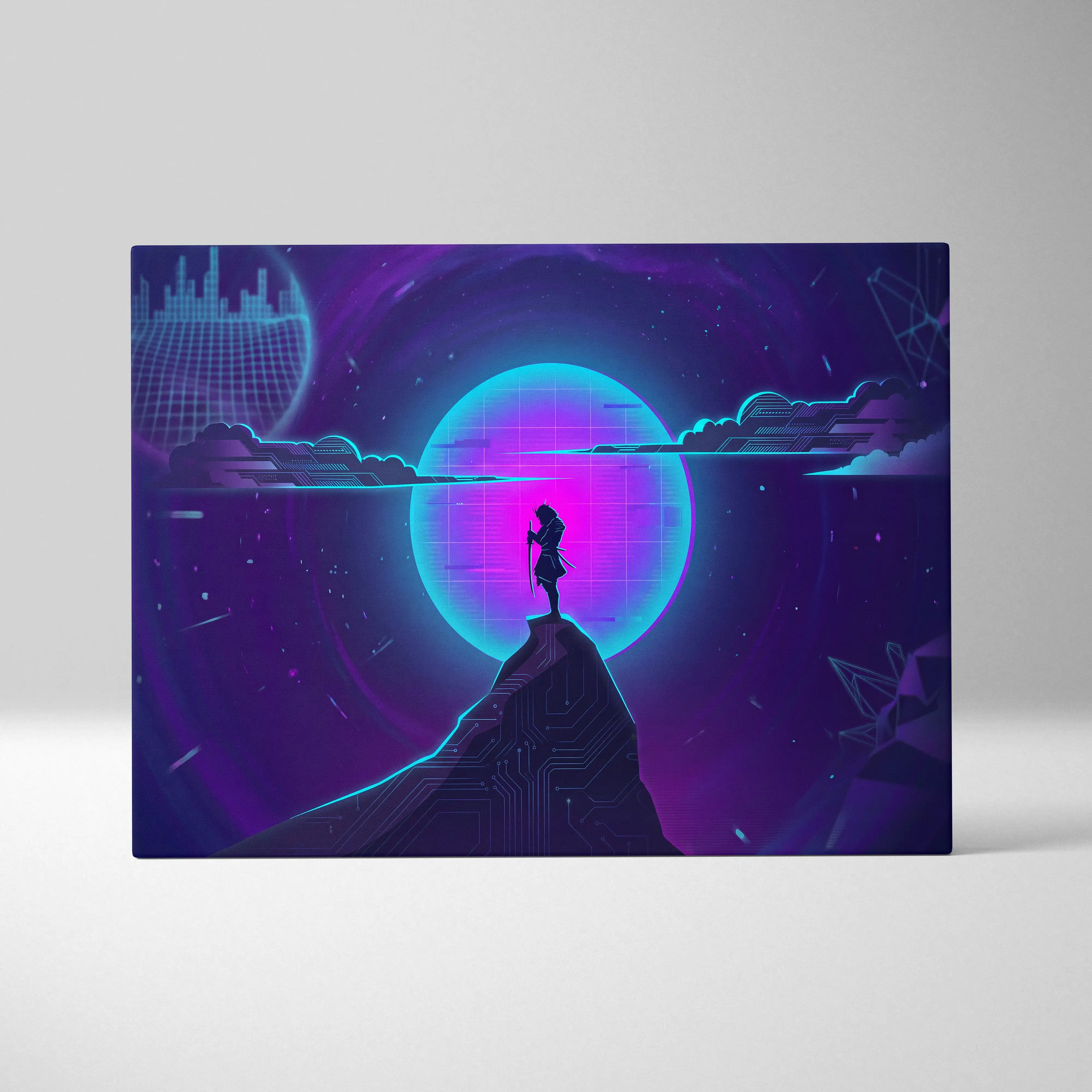 Vaporwave Neon Dream Canvas - Vaporwave Neon Pink Living Room Retro Futurism → Dreamy Mood Neon Glow Wall Art Canvas