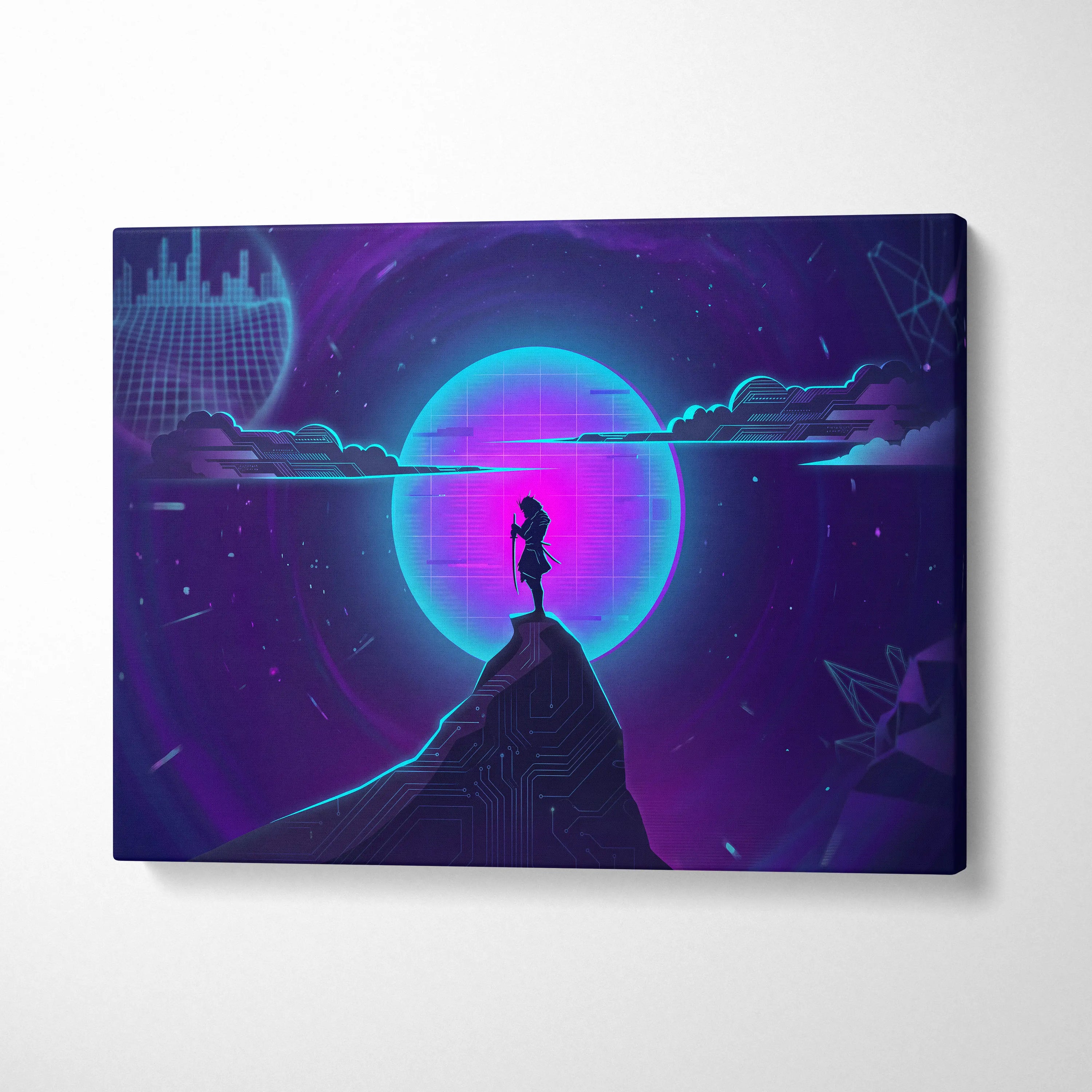 Vaporwave Neon Dream Canvas - Vaporwave Neon Pink Living Room Retro Futurism → Dreamy Mood Neon Glow Wall Art Canvas