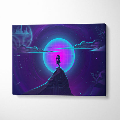 Vaporwave Neon Dream Canvas - Vaporwave Neon Pink Living Room Retro Futurism → Dreamy Mood Neon Glow Wall Art Canvas