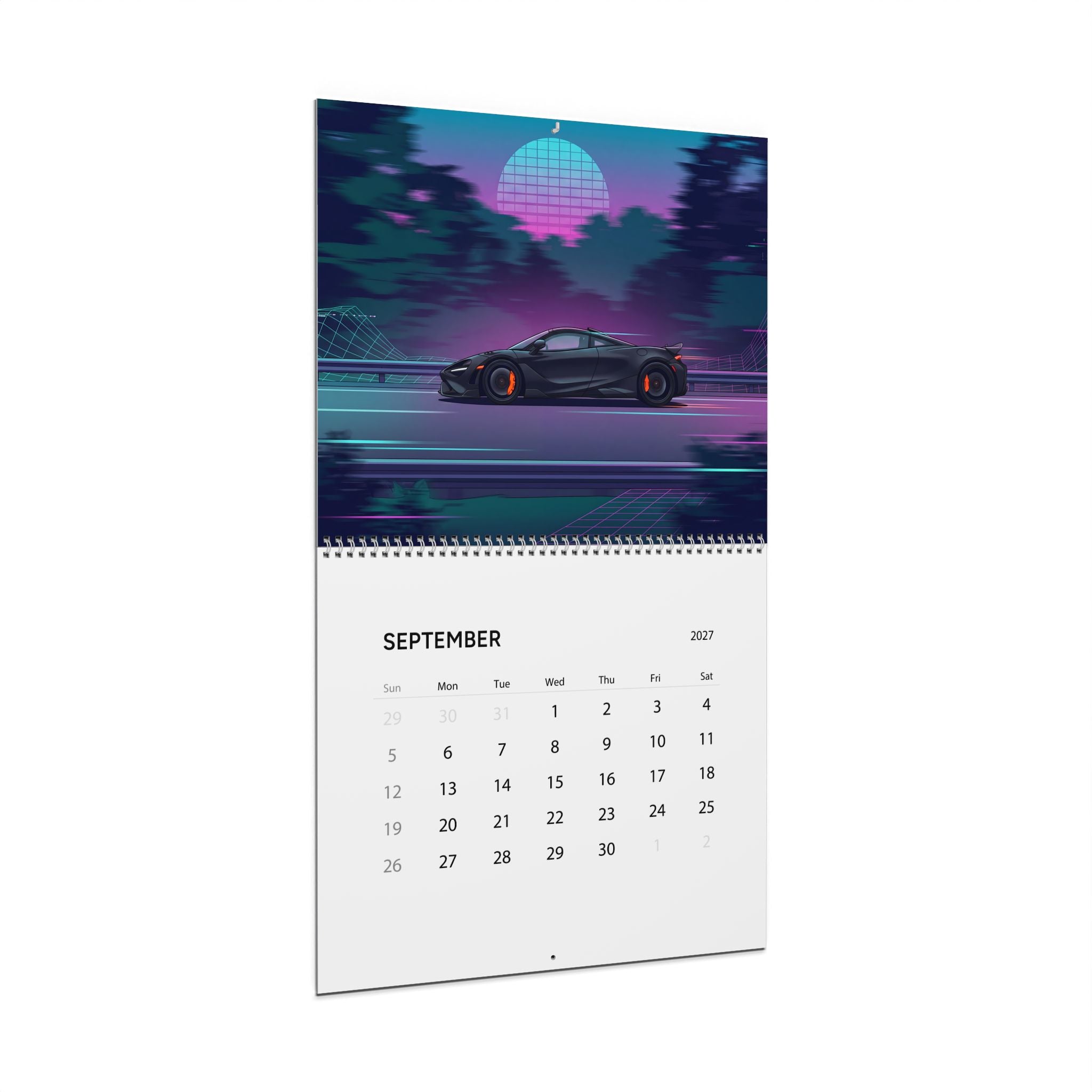 2027 Supercar Vaporwave Wall Calendar – Exotic Performance Cars & Retro Neon Artwork Collection