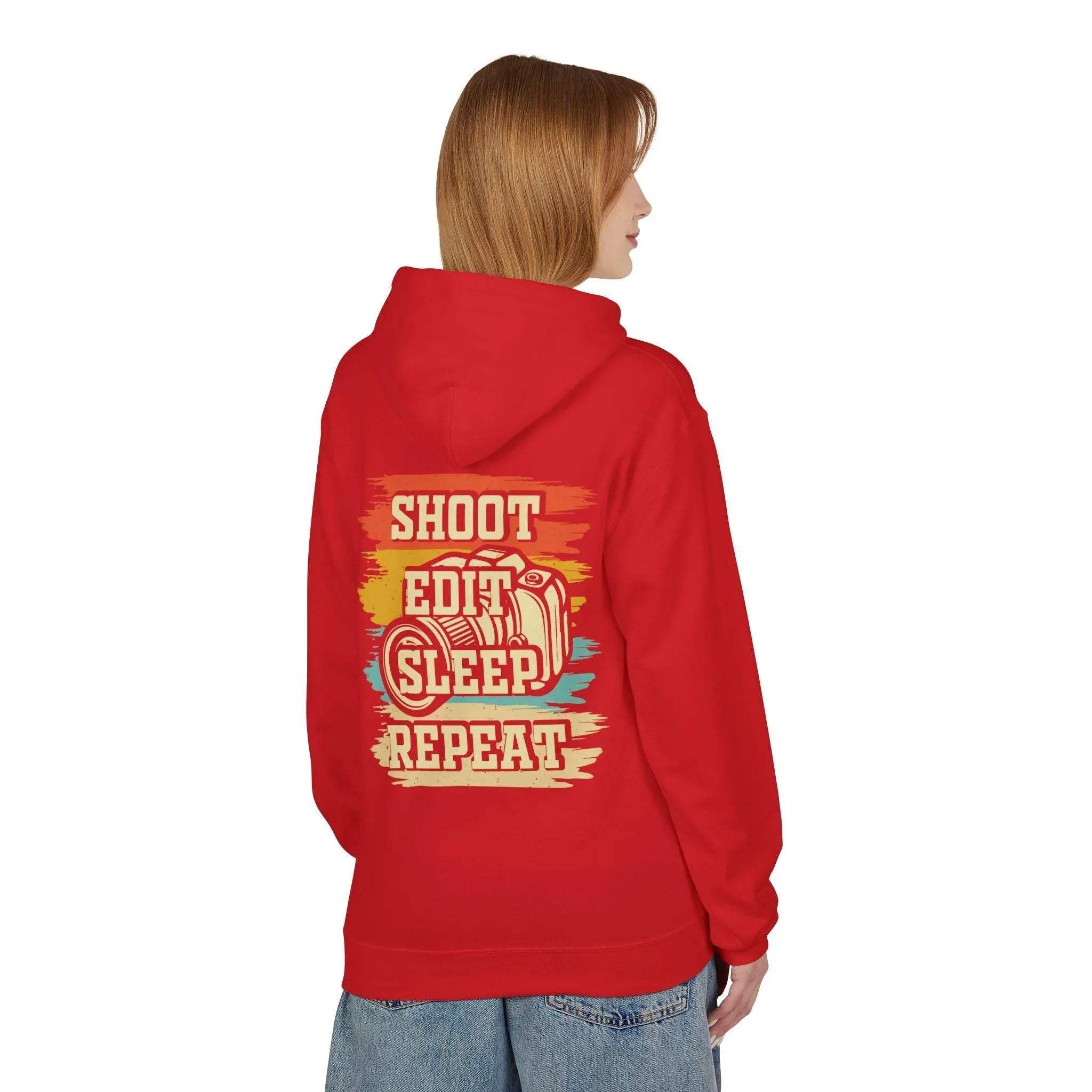 Creative Comfort: "Shoot, Edit, Sleep, Repeat" Fleece Hoodie for Trendsetters