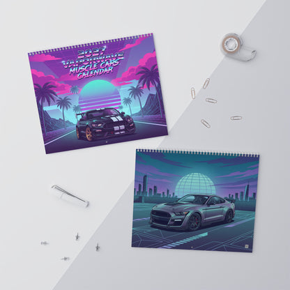 2027 Muscle Car Vaporwave Wall Calendar – American Muscle, Classic Performance Cars & Retro Neon Artwork
