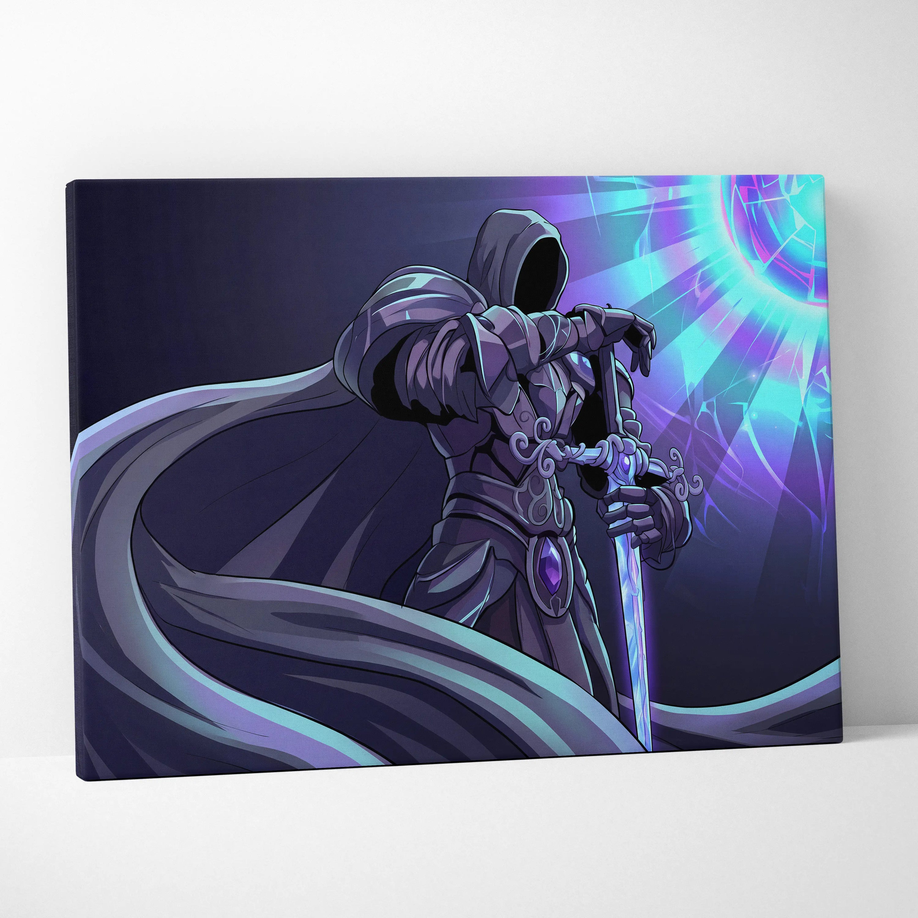 Vaporwave Neon Odyssey Canvas - Vaporwave Neon Purple Blue Living Room Retro Futurism Dreamy Mood Decor Vaporwave Art