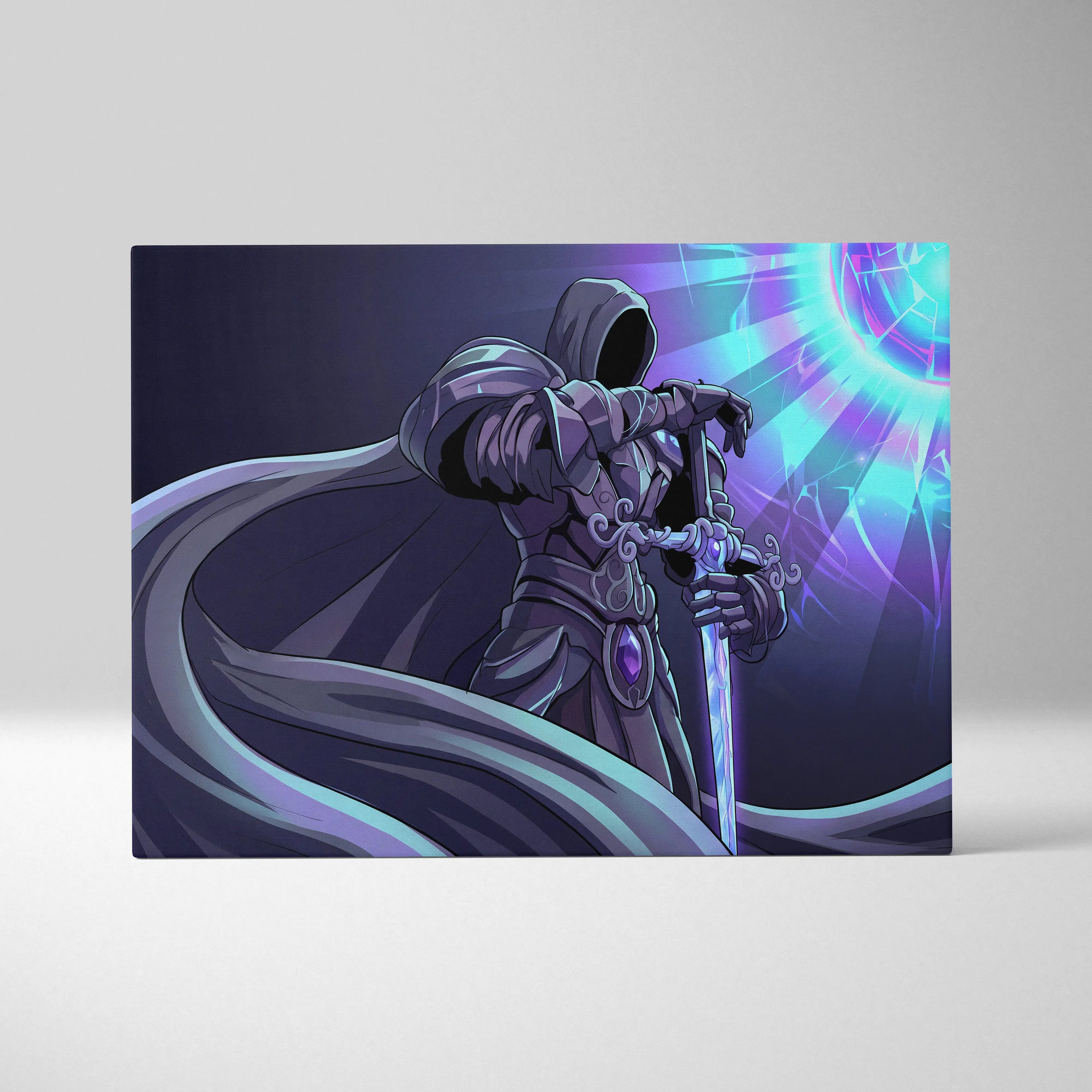 Vaporwave Neon Odyssey Canvas - Vaporwave Neon Purple Blue Living Room Retro Futurism Dreamy Mood Decor Vaporwave Art