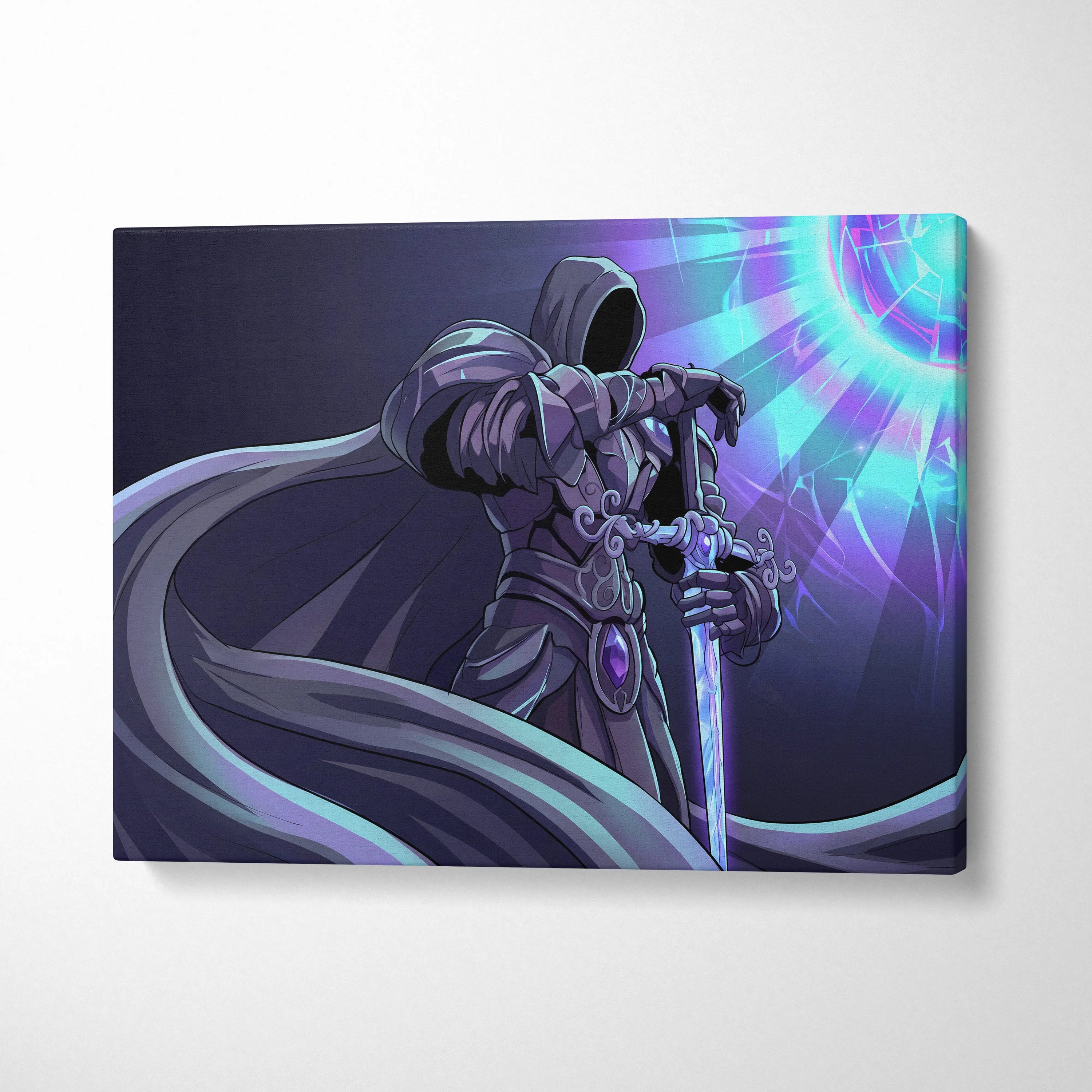 Vaporwave Neon Odyssey Canvas - Vaporwave Neon Purple Blue Living Room Retro Futurism Dreamy Mood Decor Vaporwave Art