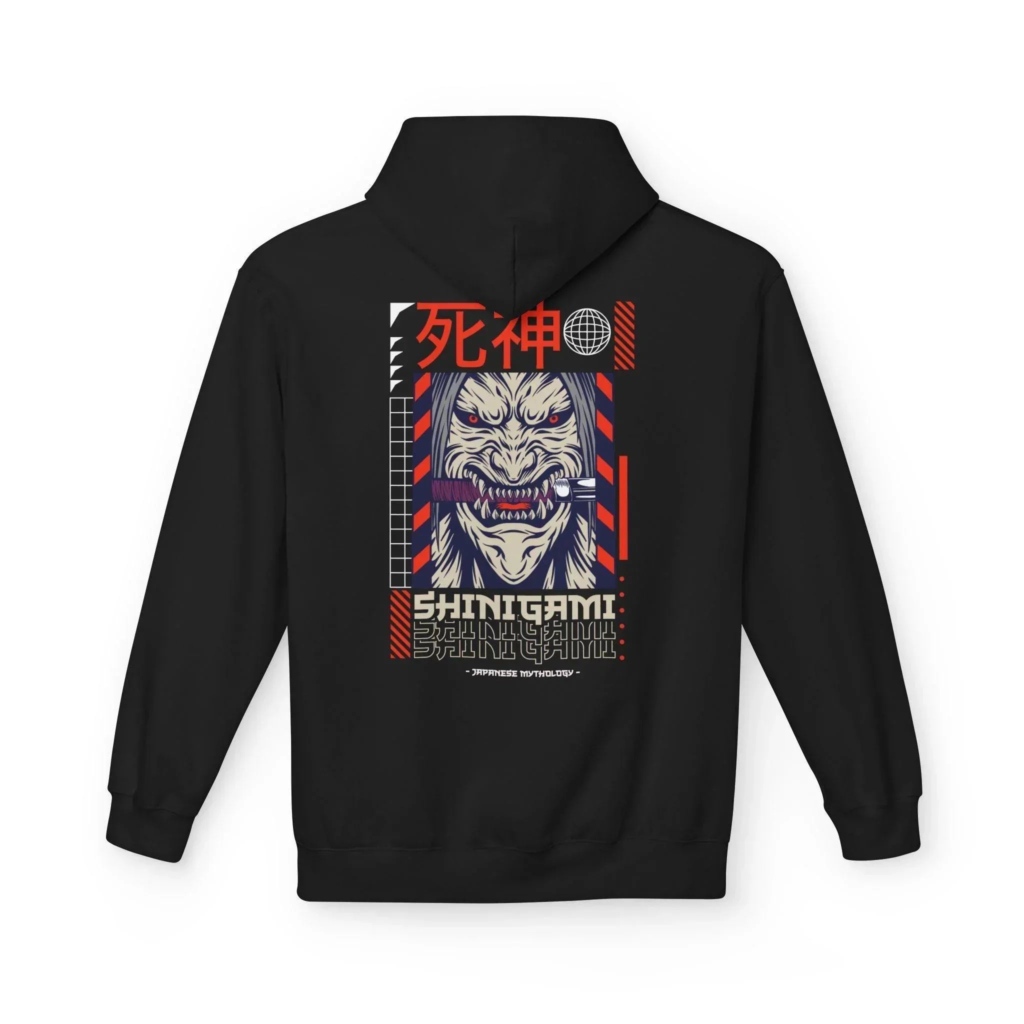Shinigami-Inspired Japanese Streetwear Fleece Hoodie - Comfort Meets Cultural Style
