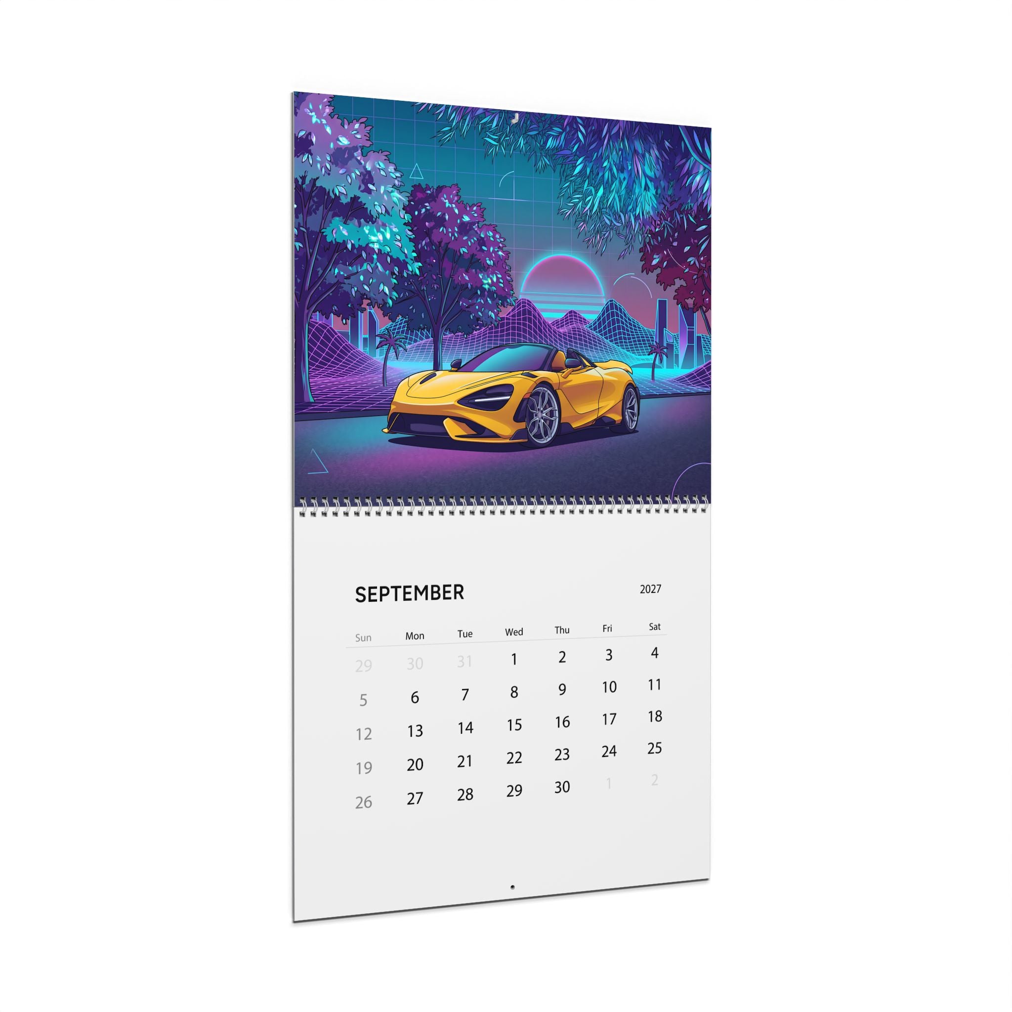 2027 Supercar Artwork Calendar – Vaporwave Inspired Exotic Cars & Retro Neon Designs