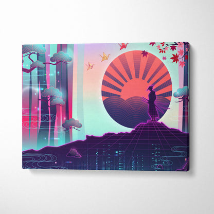 Vaporwave Fuji Dream Canvas - Vaporwave Mount Fuji Pink Turquoise Living Room Futurism Dreamy Mood Japan Wall Art Canvas