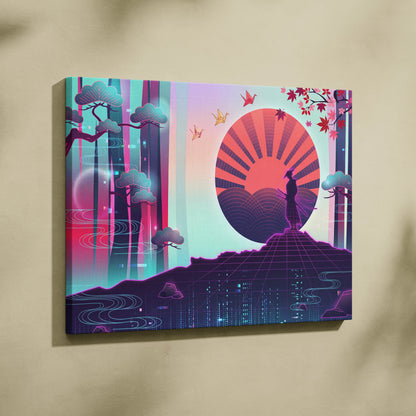 Vaporwave Fuji Dream Canvas - Vaporwave Mount Fuji Pink Turquoise Living Room Futurism Dreamy Mood Japan Wall Art Canvas