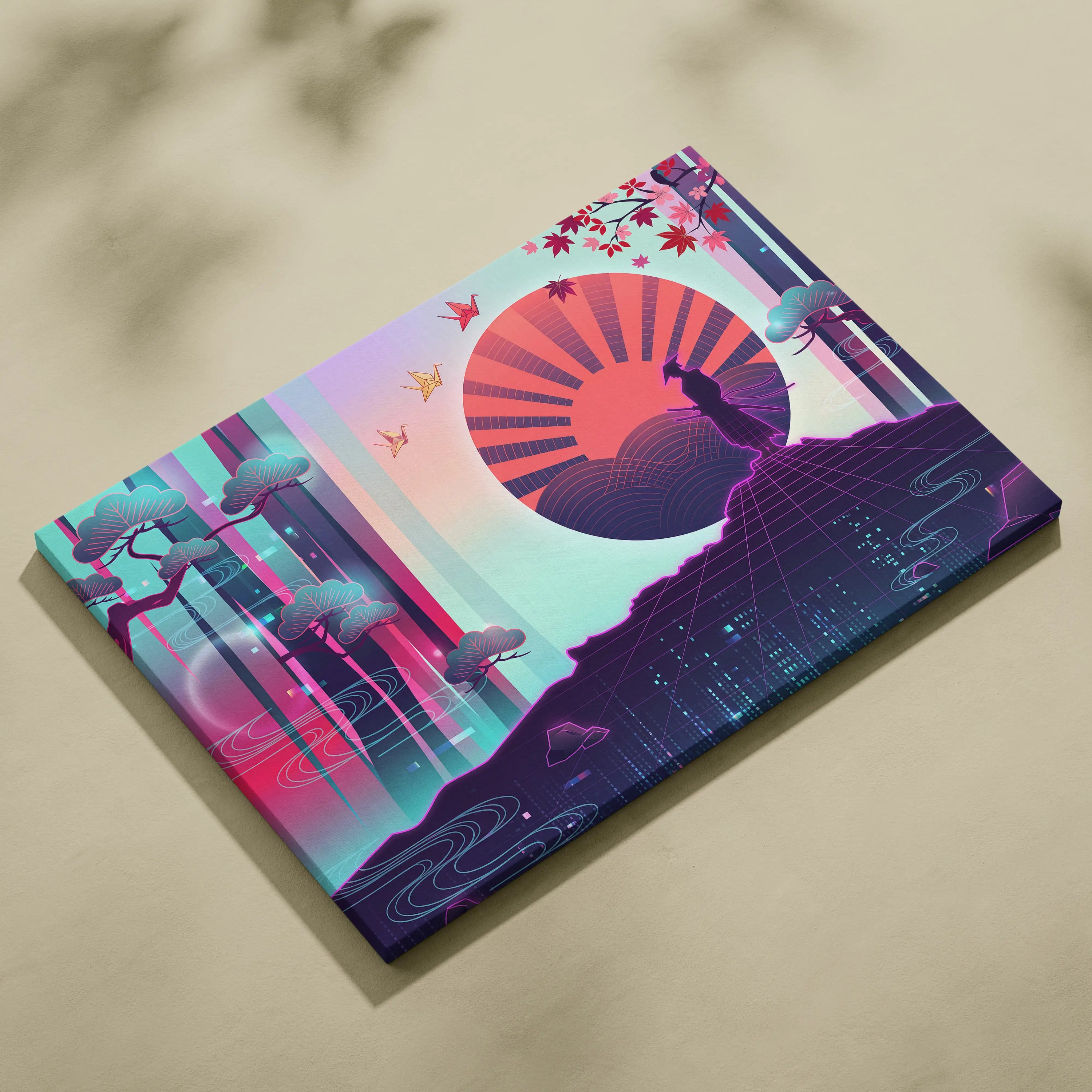 Vaporwave Fuji Dream Canvas - Vaporwave Mount Fuji Pink Turquoise Living Room Futurism Dreamy Mood Japan Wall Art Canvas